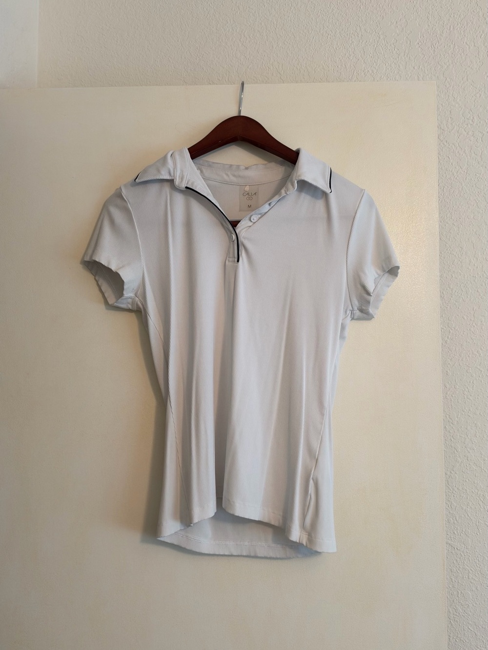 CALIA by Carrie Underwood Pale Blue Short Sleeve Zip Polo